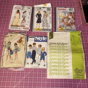 Lot of Vintage Sewing Patterns • Burda + Stretch & Sew + Style + Simplicity OOP